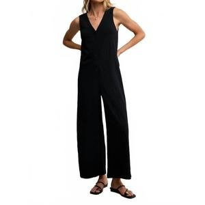 NEW Z SUPPLY solace textured slub jumpsuit in black